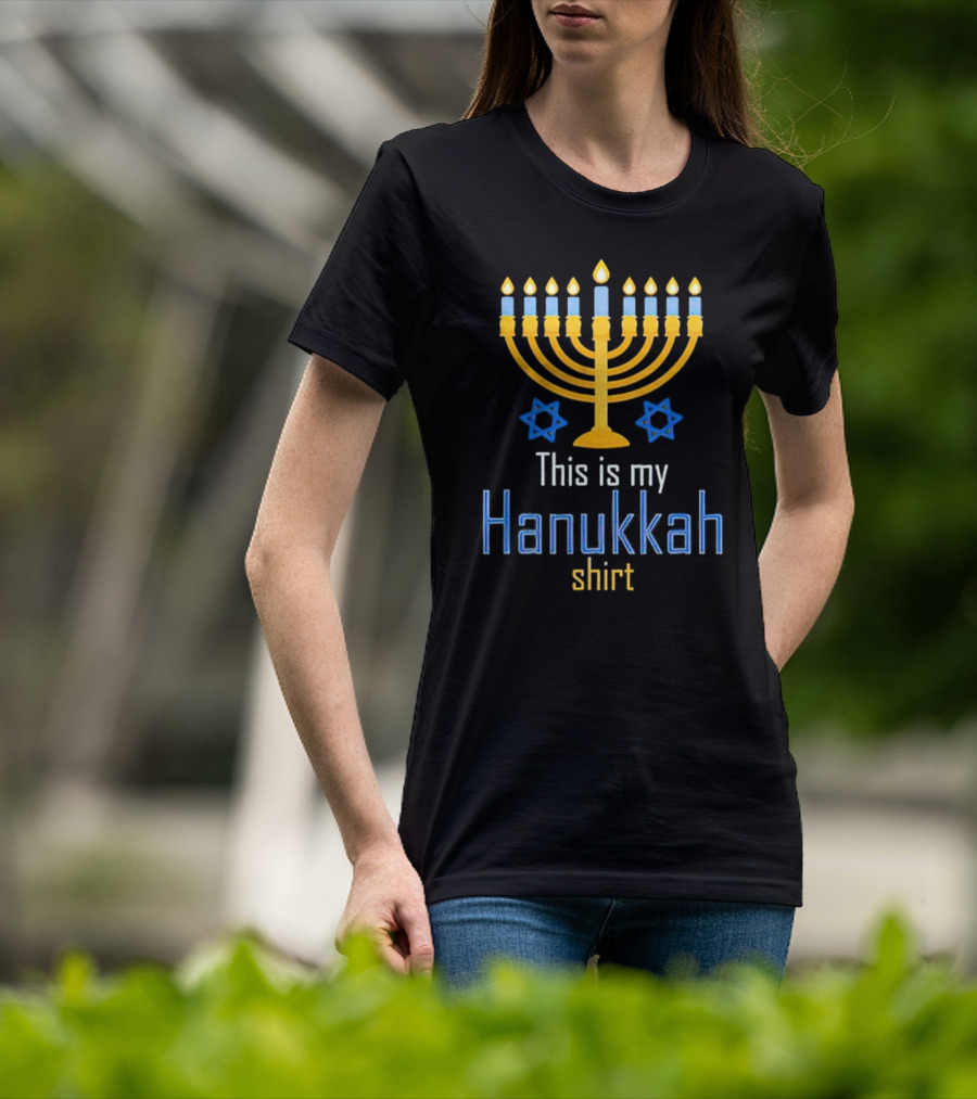 This Is My Hanukkah Shirt Menorah And Stars T-Shirt