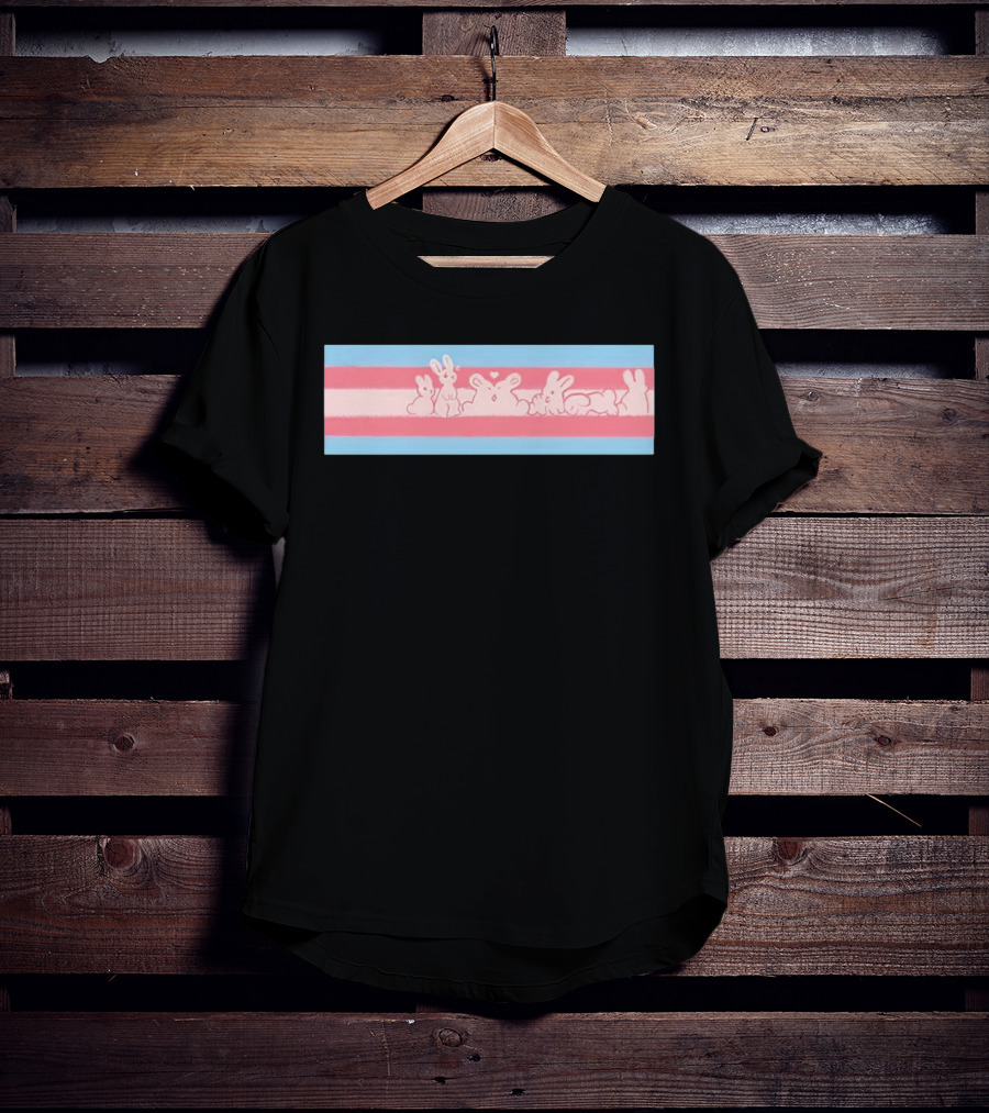 Trans Flag Bunny Band Stripes T-Shirt