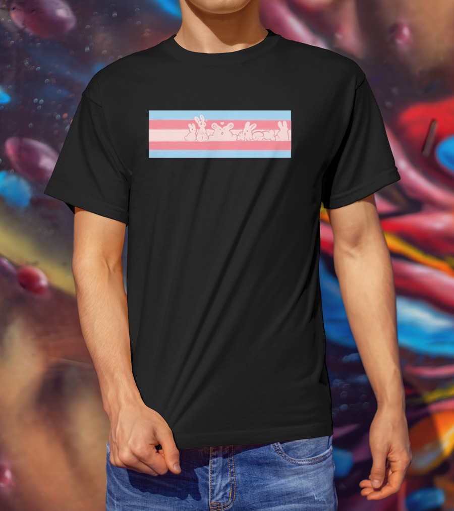 Trans Flag Bunny Band Stripes T-Shirt