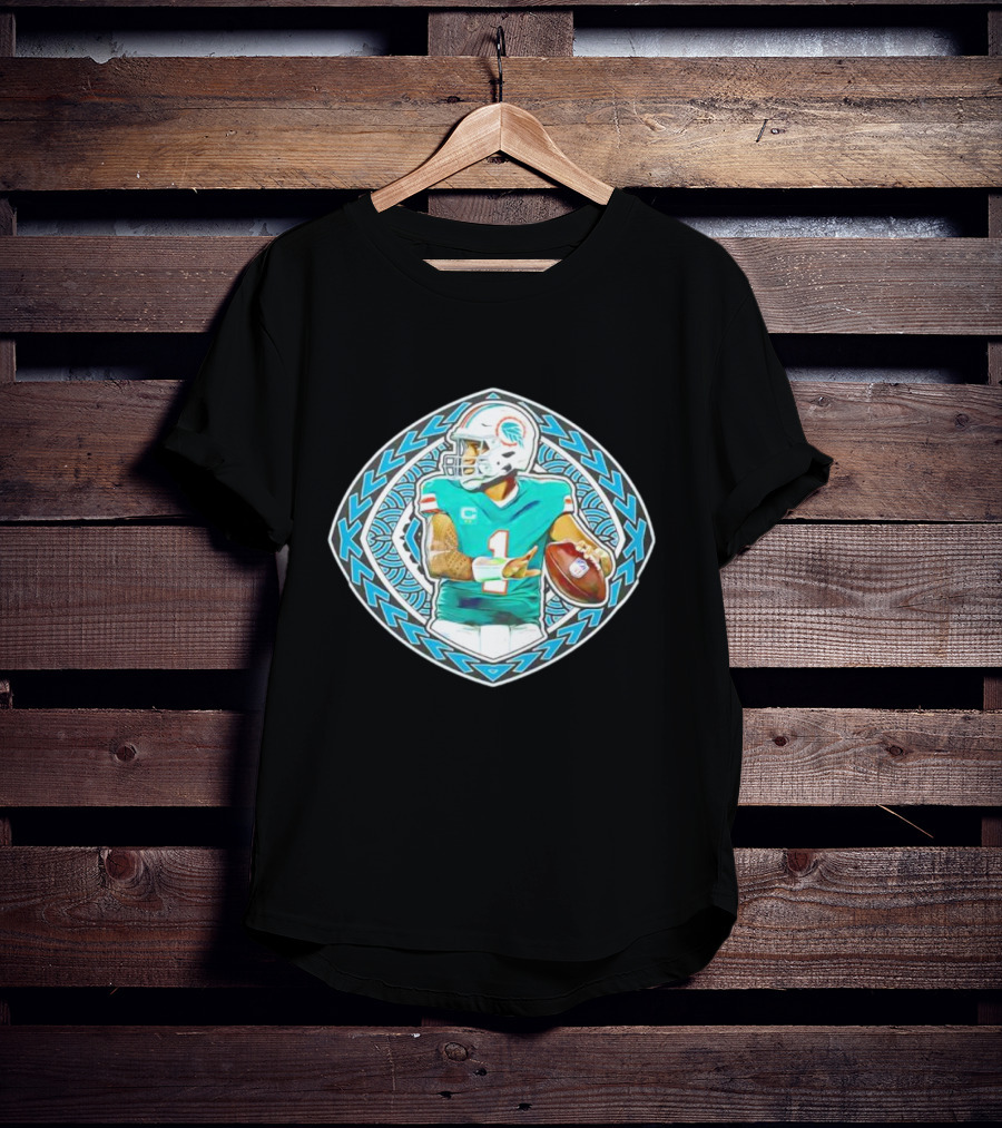 Tua Tagovailoa TAT-TUA Miami Football Quarterback Samoan Tribal Style Retro Fan T-Shirt