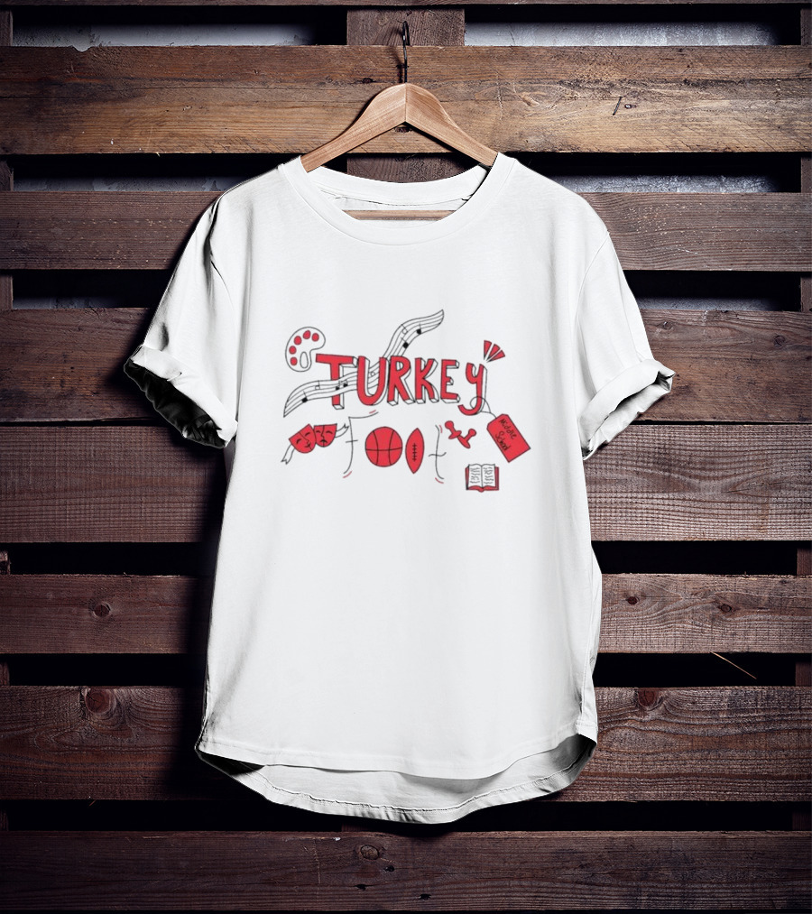 Turkey Foot Middle School Grade 6 Musical Sports And Academic Symbols T-Shirt