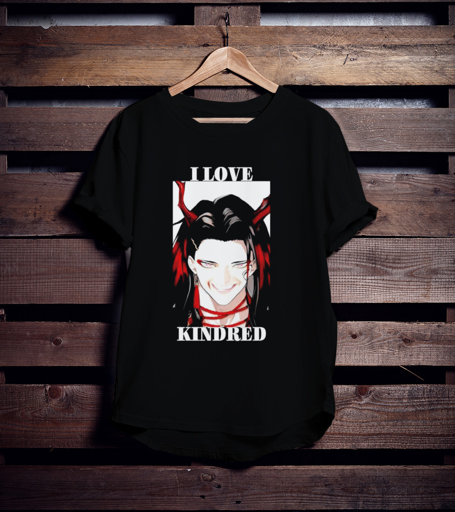 I Love Kindred Vox Akuma Demon Aesthetic Bold Black Red White T-Shirt