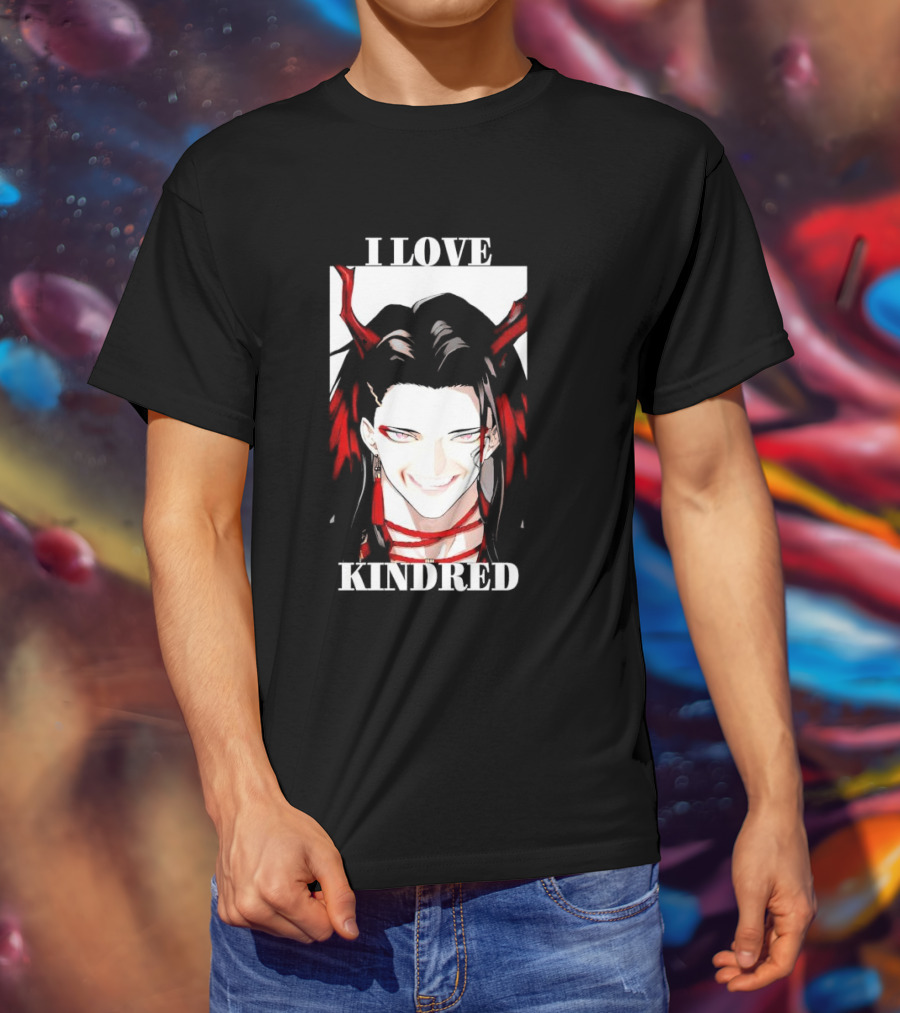 I Love Kindred Vox Akuma Demon Aesthetic Bold Black Red White T-Shirt