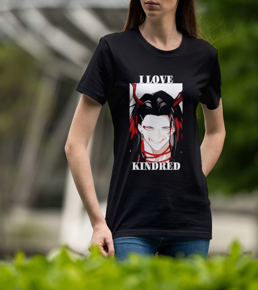 I Love Kindred Vox Akuma Demon Aesthetic Bold Black Red White T-Shirt