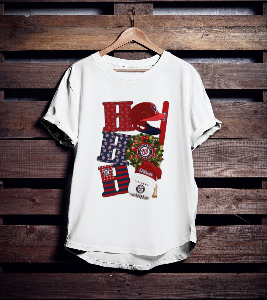 Washington Nationals Ho Ho Ho Merry Christmas Baseball Festive T-Shirt