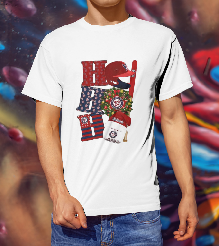 Washington Nationals Ho Ho Ho Merry Christmas Baseball Festive T-Shirt