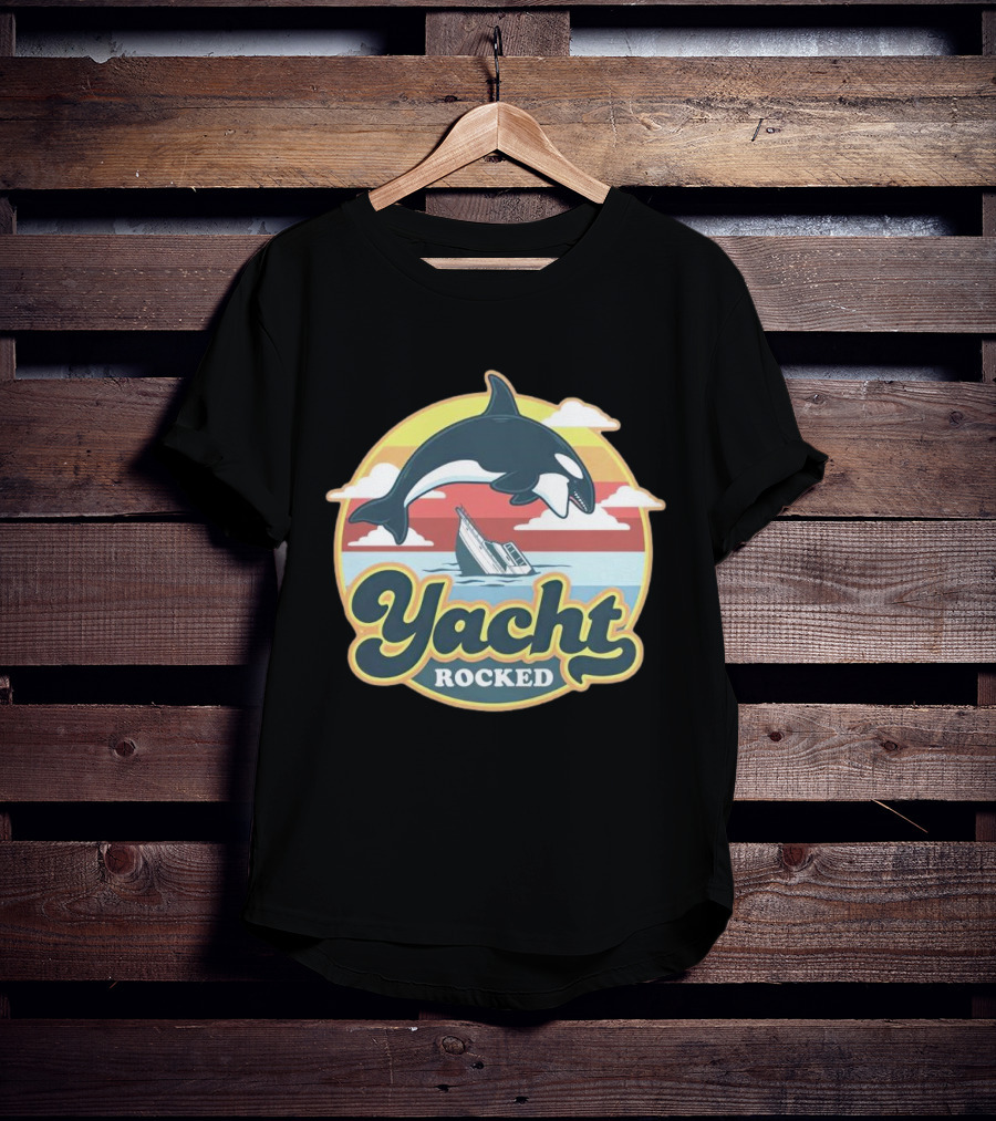 Yacht Rocked Whale Ocean Scene T-Shirt