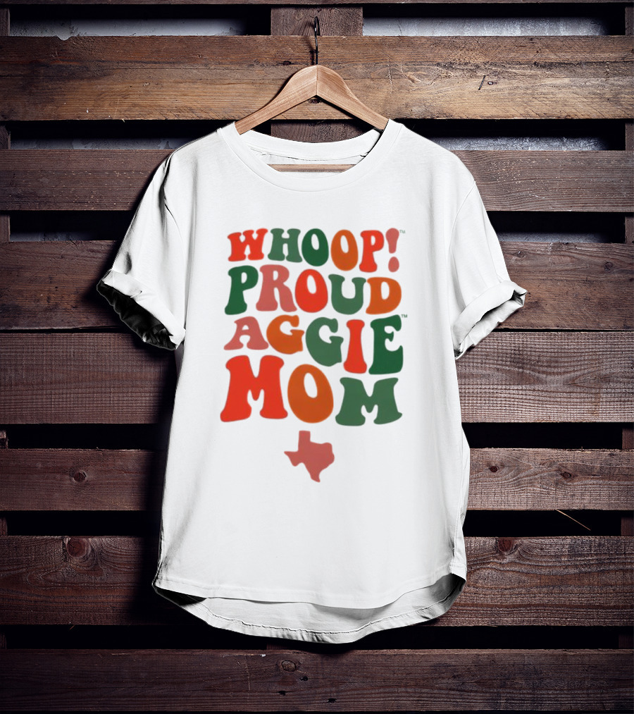 Whoop Proud Aggie Mom Texas Map T-Shirt