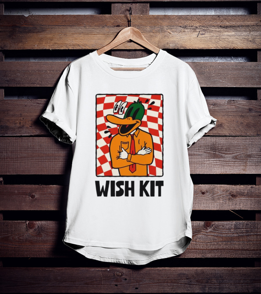 WISH KIT DUCK CHECKERED EYE POPPING CARTOON T-Shirt