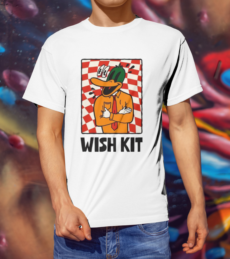 WISH KIT DUCK CHECKERED EYE POPPING CARTOON T-Shirt
