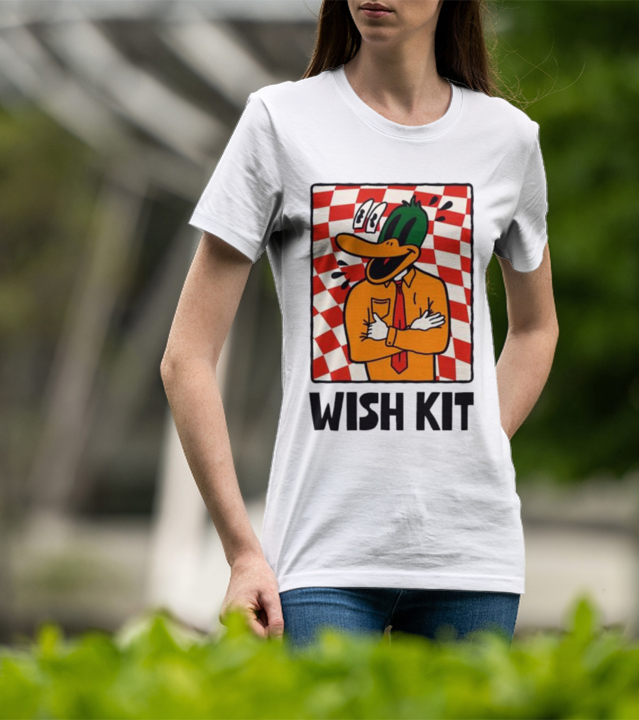 WISH KIT DUCK CHECKERED EYE POPPING CARTOON T-Shirt