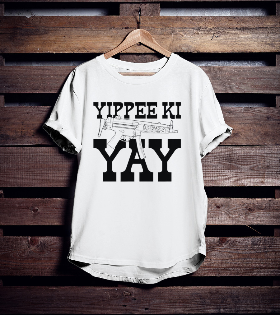 Yippee Ki Yay Retro Action Phrase With Gun T-Shirt