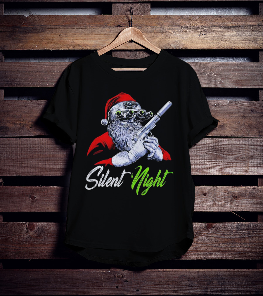 Silent Night Santa Claus With Night Vision And Rifle T-Shirt