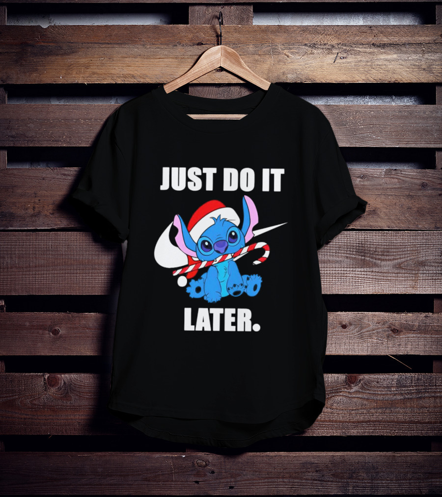 Santa Stitch Just Do It Later Christmas T-Shirt