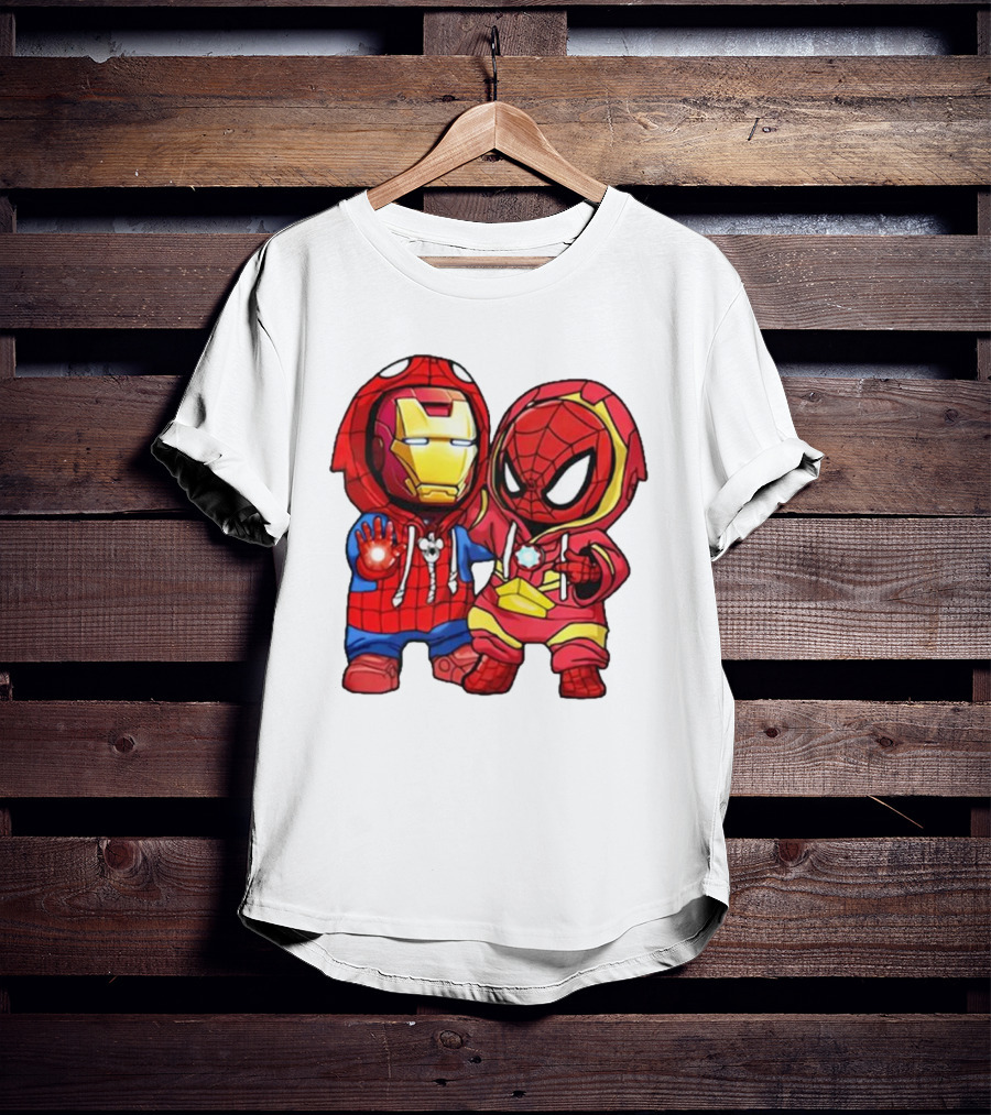 Spider-Man And Iron Man Cute Chibi Hoodie Heroes T-Shirt