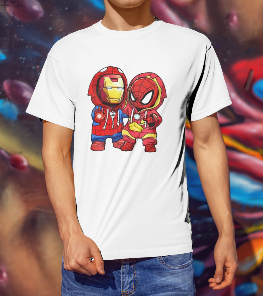 Spider-Man And Iron Man Cute Chibi Hoodie Heroes T-Shirt