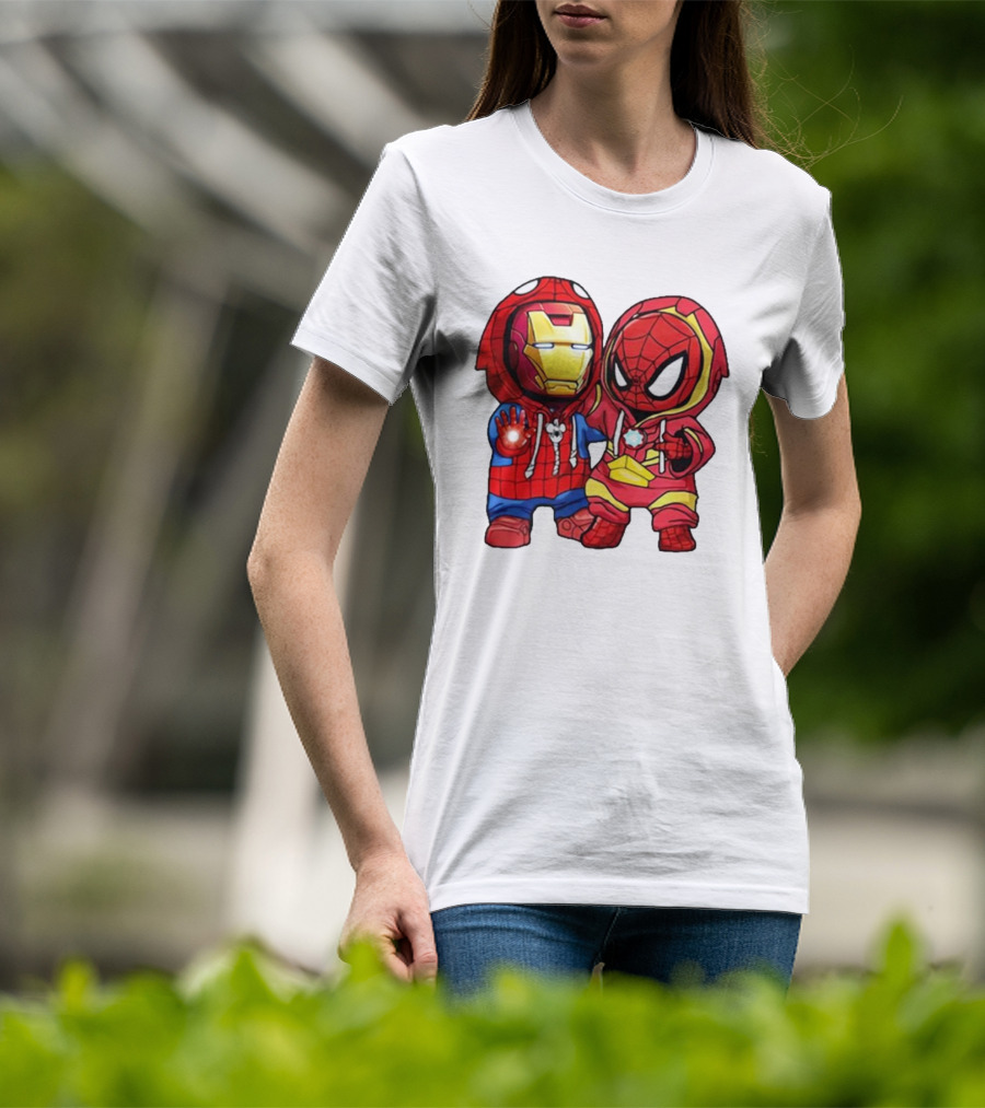 Spider-Man And Iron Man Cute Chibi Hoodie Heroes T-Shirt