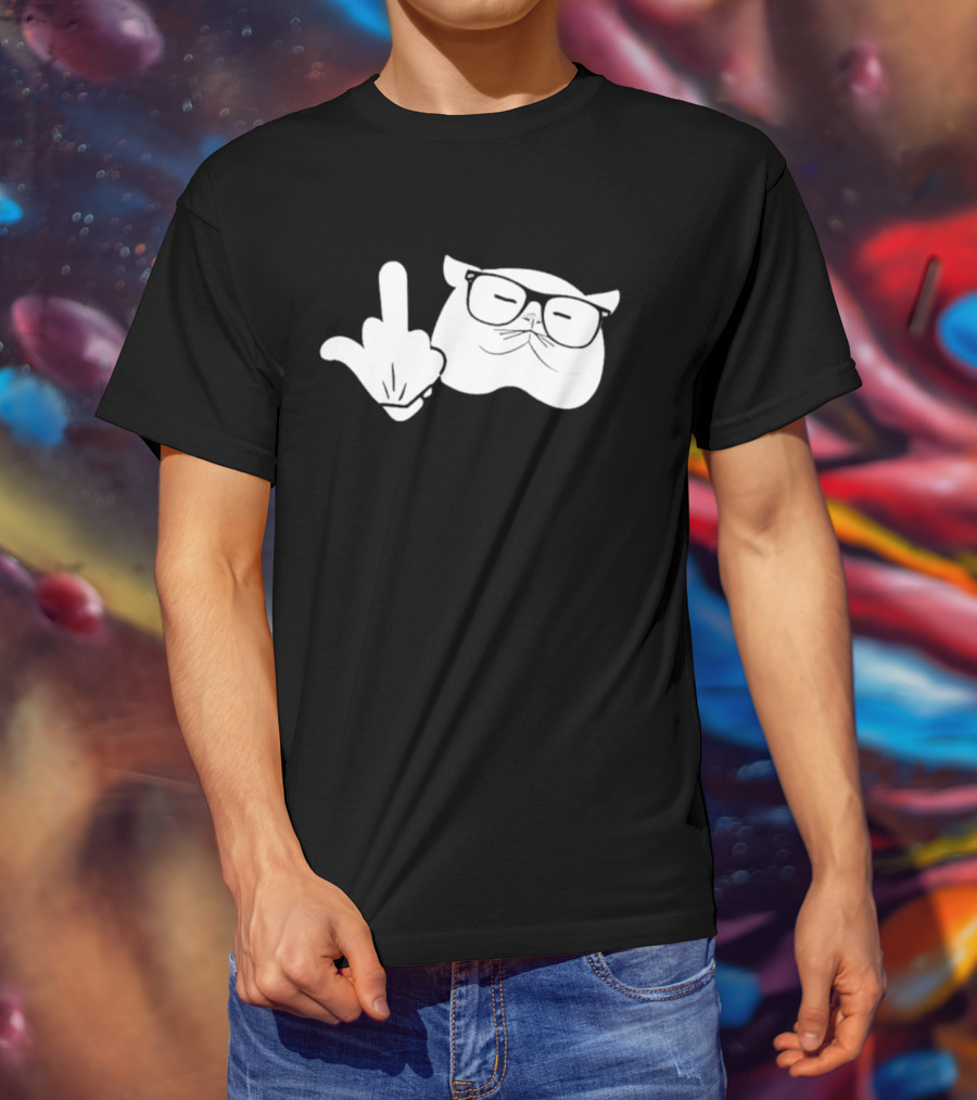 Catturd Birdturd Middle Finger Cat Glasses T-Shirt