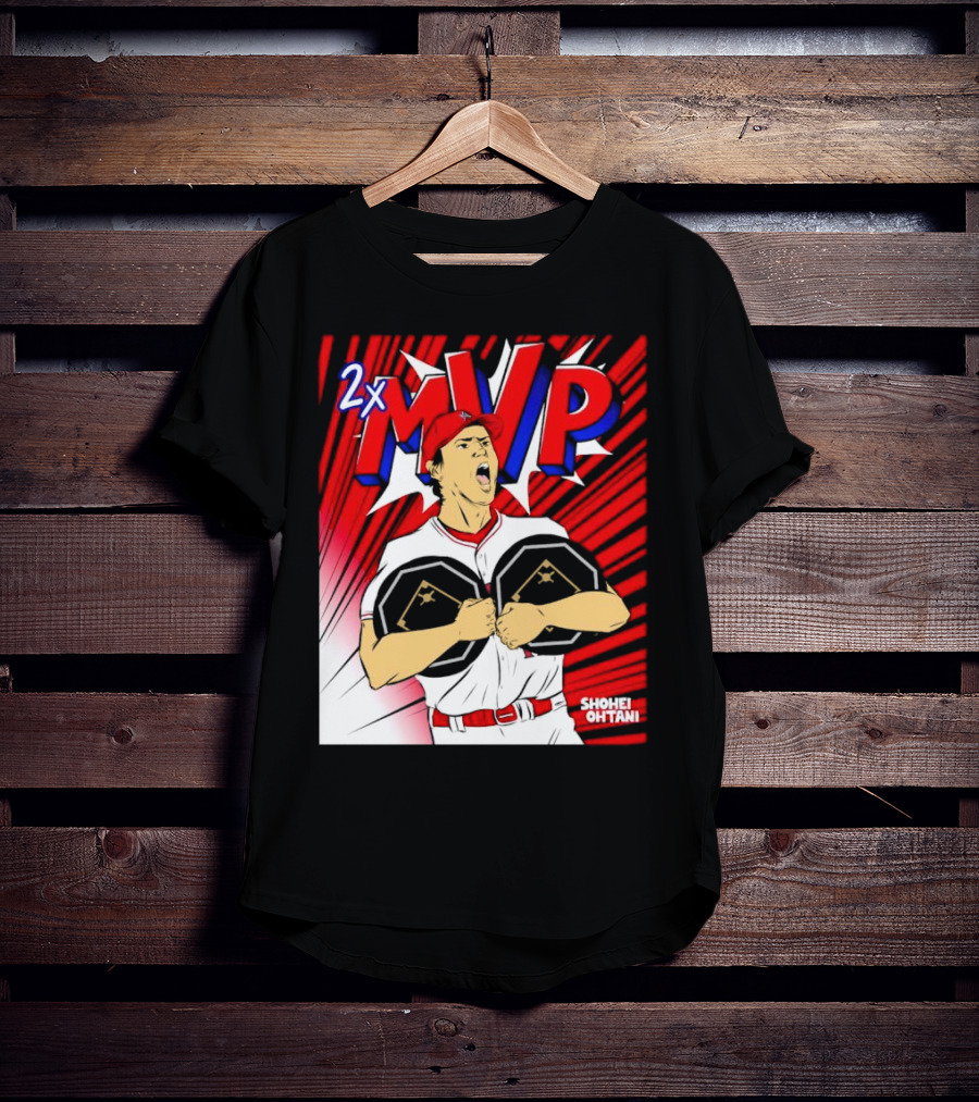 Los Angeles Angels Shohei Ohtani 2x MVP Comic T-Shirt