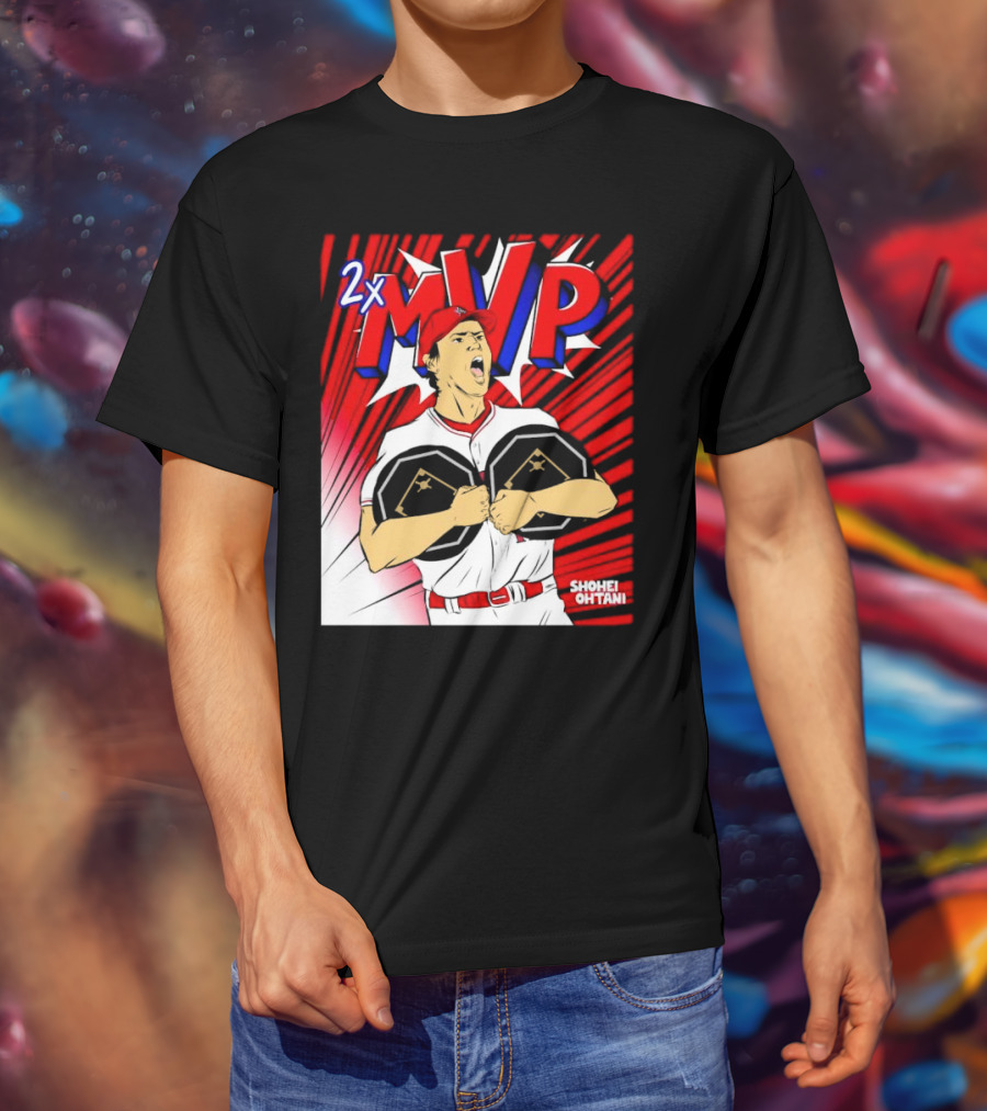 Los Angeles Angels Shohei Ohtani 2x MVP Comic T-Shirt
