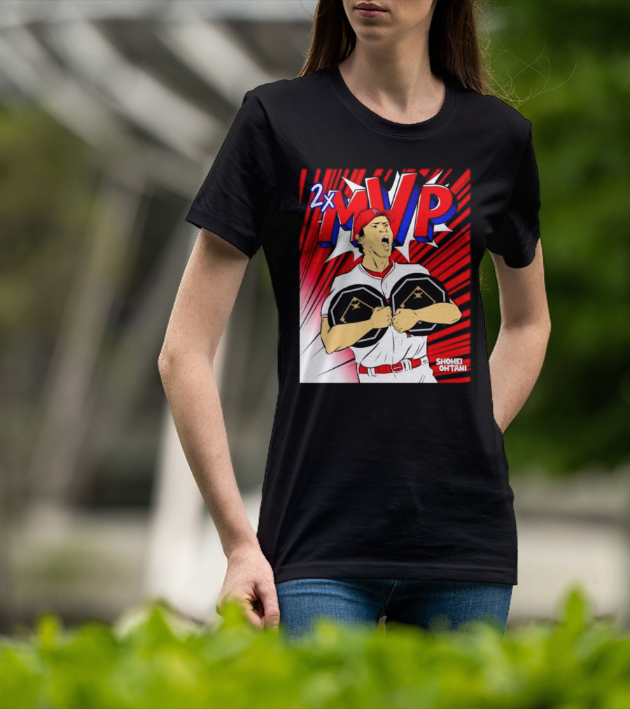 Los Angeles Angels Shohei Ohtani 2x MVP Comic T-Shirt