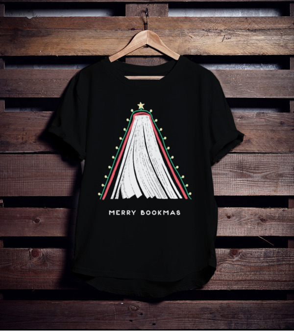 Merry Bookmas Christmas Tree Book Lights T-Shirt