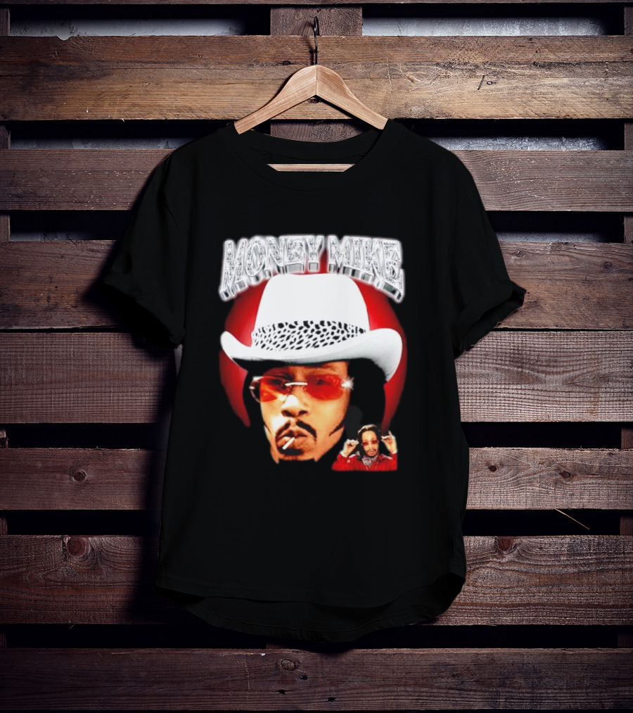 Money Mike Red Backdrop White Hat Sunglasses Iconic T-Shirt