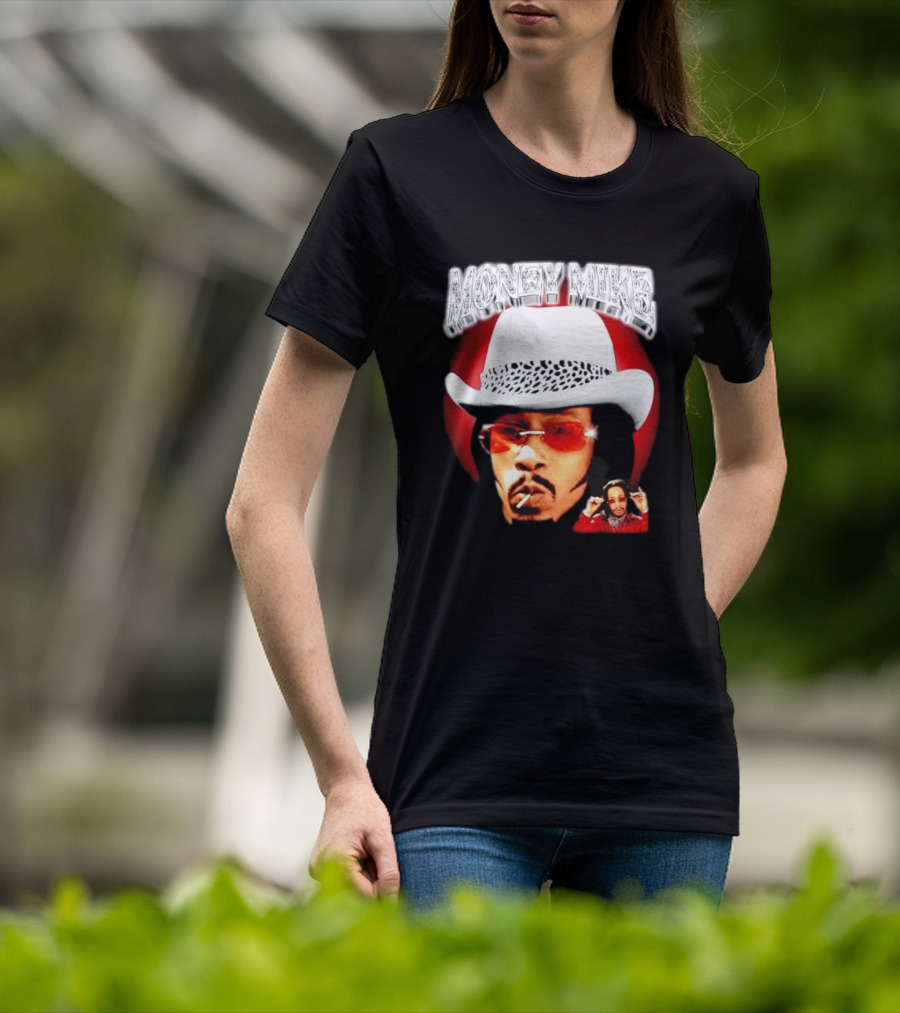 Money Mike Red Backdrop White Hat Sunglasses Iconic T-Shirt