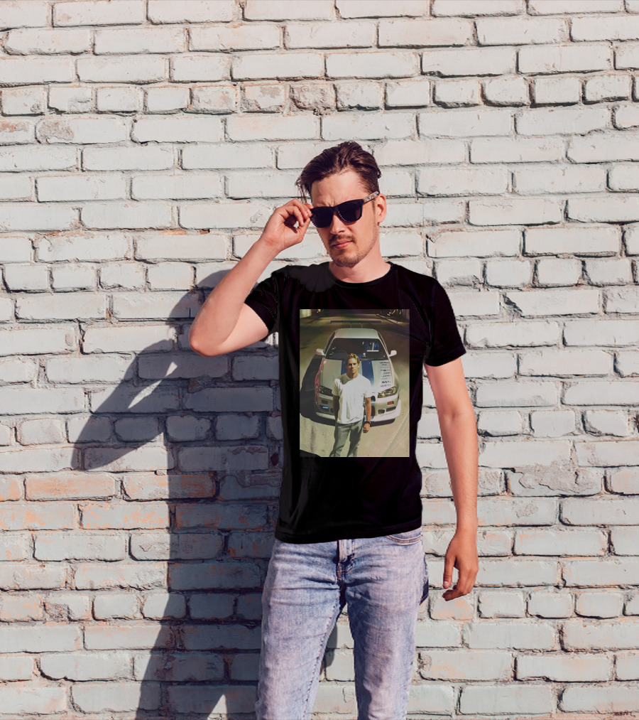 Paul Walker Giving Season With Iconic Car Street Scene T-Shirt