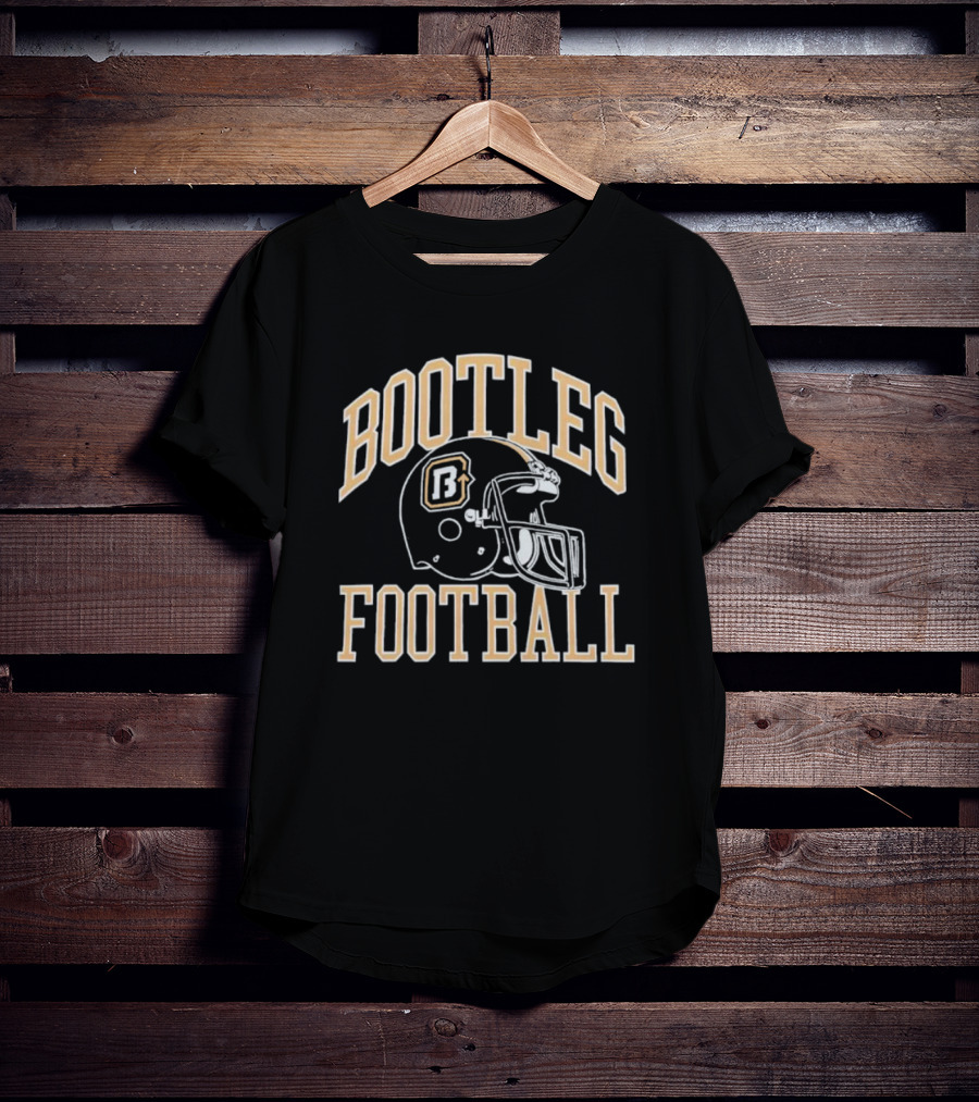 Bootleg Football Helmet Black And Gold Letters T-Shirt