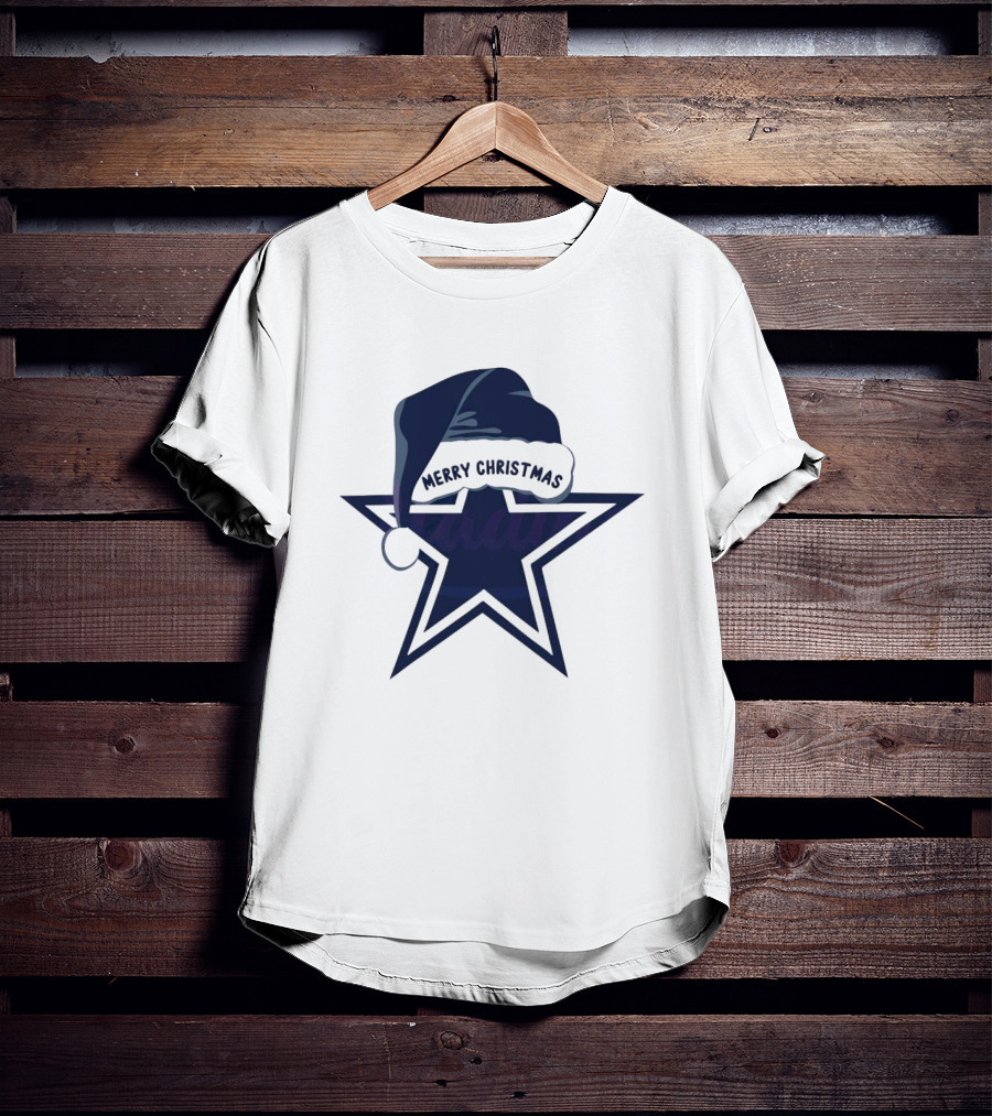 Dallas Cowboys Merry Christmas Santa Hat Star T-Shirt