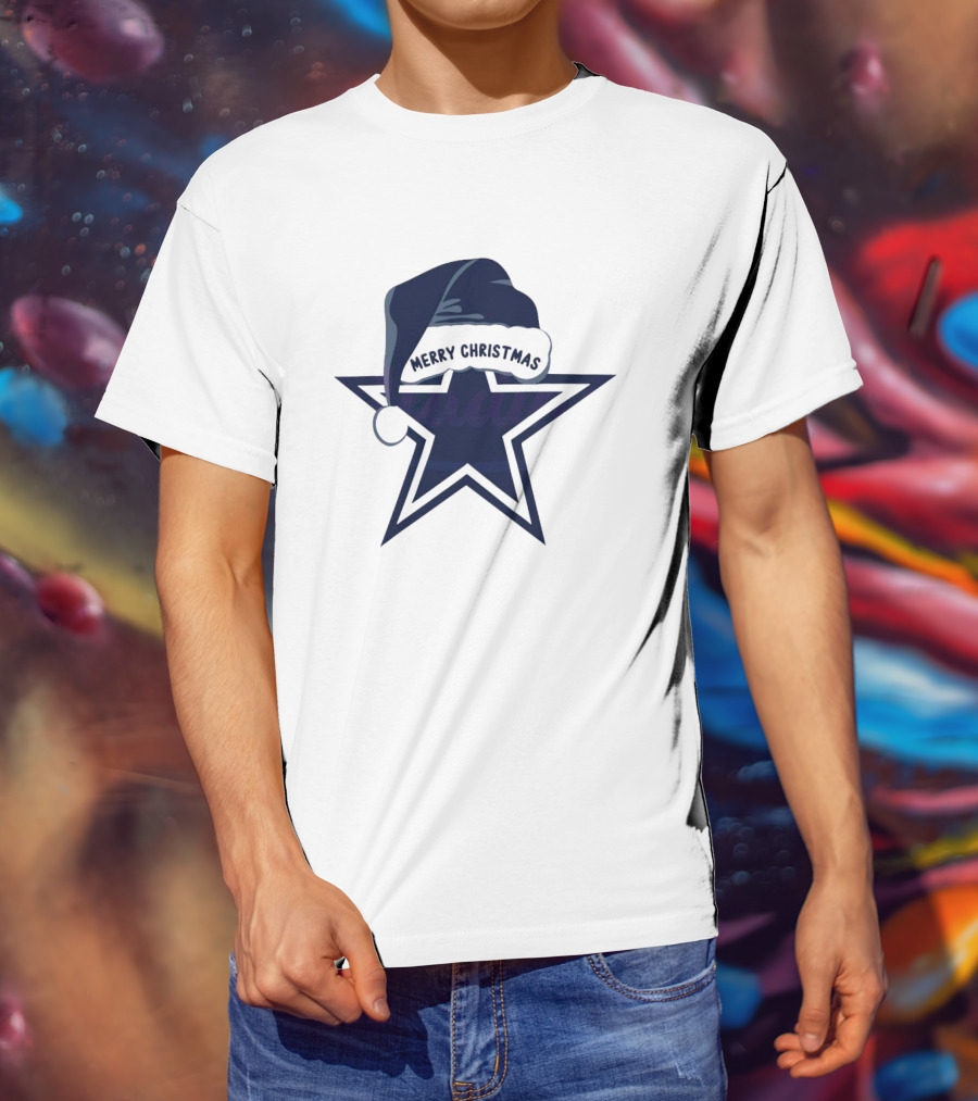 Dallas Cowboys Merry Christmas Santa Hat Star T-Shirt