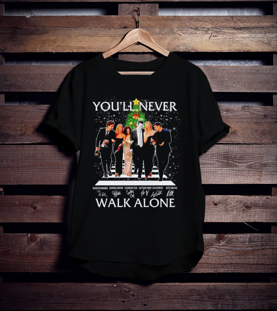 You'll Never Walk Alone Friends Characters Signatures Christmas Tree T-Shirt