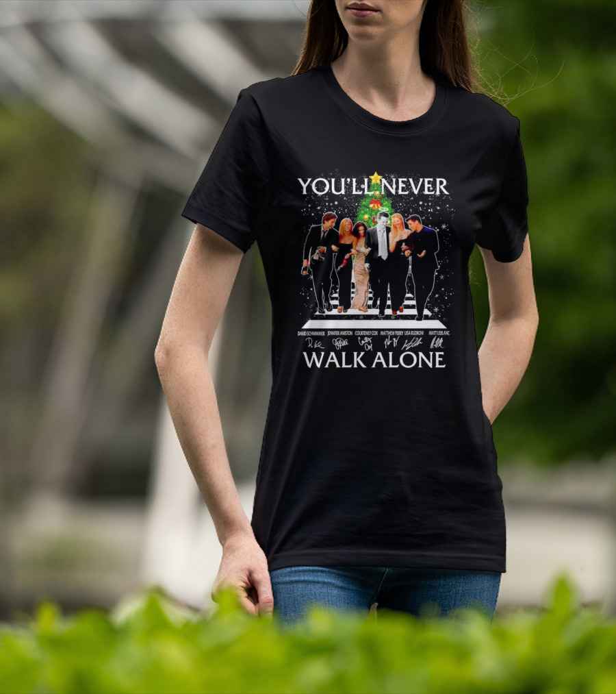 You'll Never Walk Alone Friends Characters Signatures Christmas Tree T-Shirt