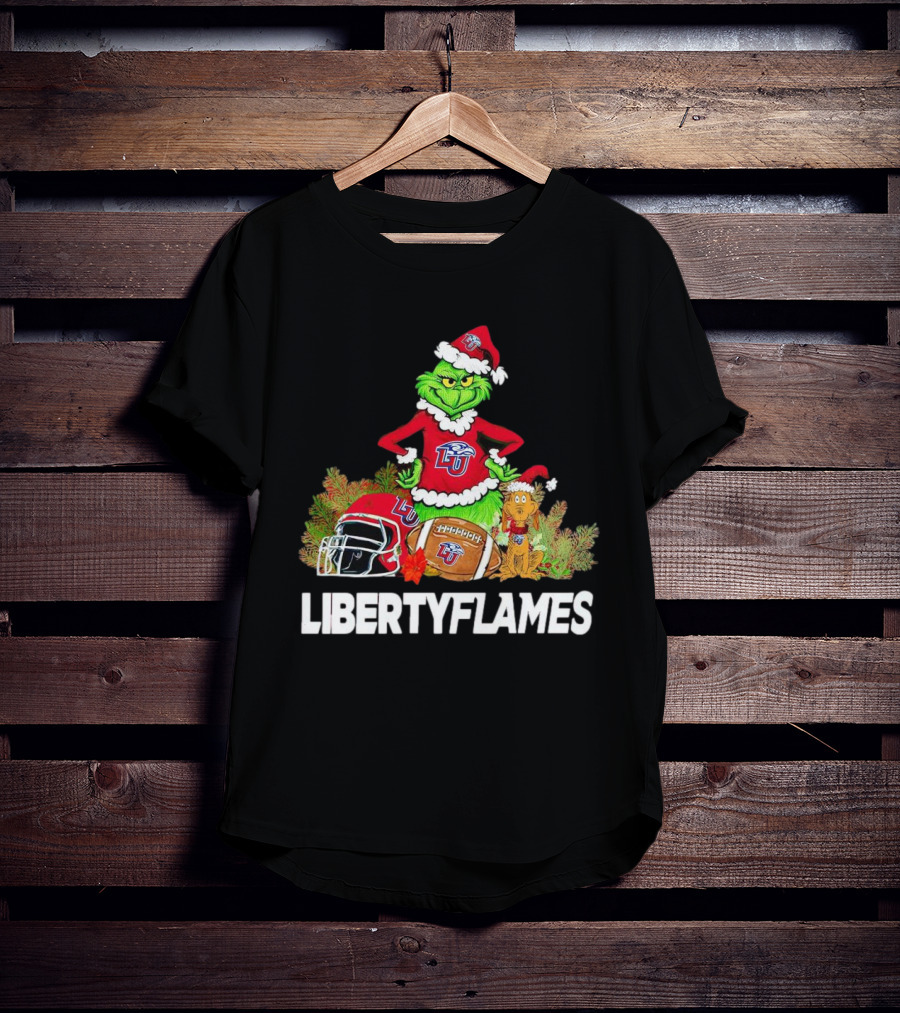 Grinch Liberty Flames Christmas Football FIU Santa Hat T-Shirt