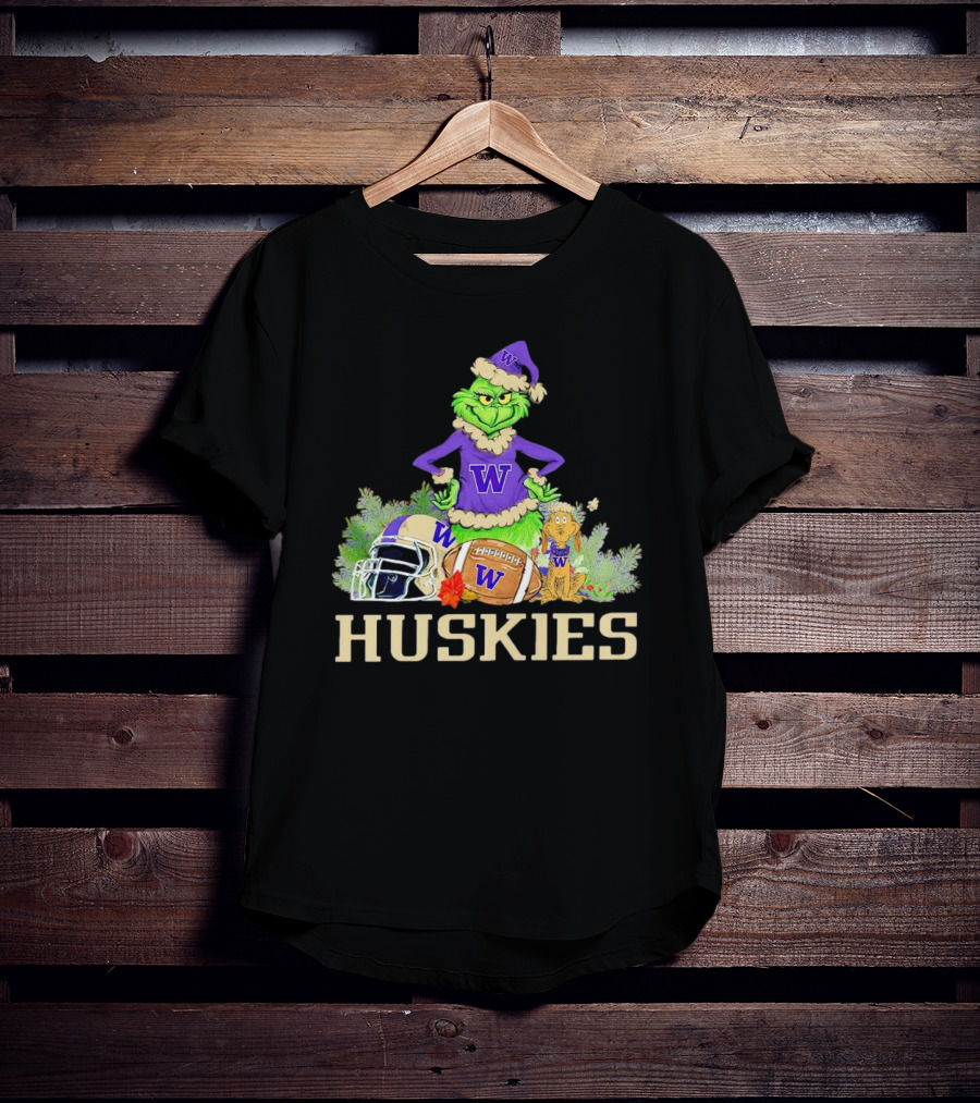 Grinch Washington Huskies Football Christmas W Holiday T-Shirt
