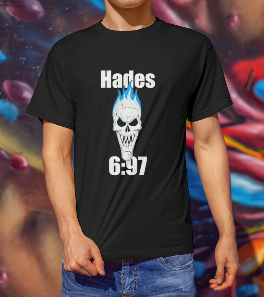 Hades 6:97 Blue Flame Skull Stone Cold T-Shirt