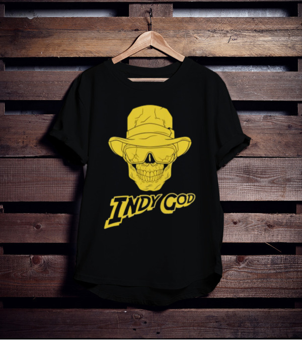 Matt Cardona Indy God Gold Skull With Hat And Sunglasses T-Shirt