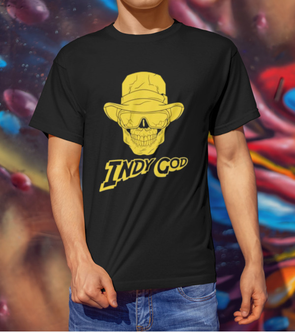 Matt Cardona Indy God Gold Skull With Hat And Sunglasses T-Shirt