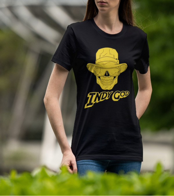 Matt Cardona Indy God Gold Skull With Hat And Sunglasses T-Shirt