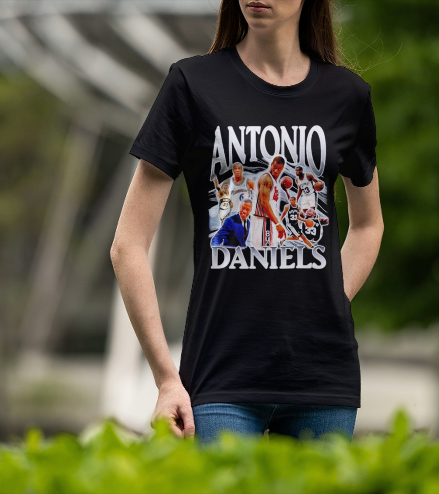 Antonio Daniels Retro NBA Basketball Collage Spurs Sonics Bucks Vintage T-Shirt