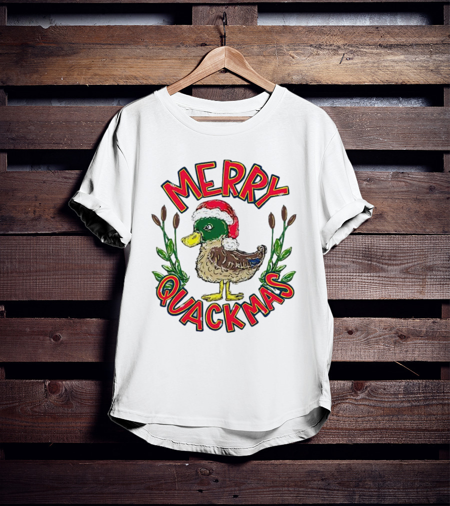 Merry Quackmas Christmas Santa Hat Duck Festive Holiday T-Shirt