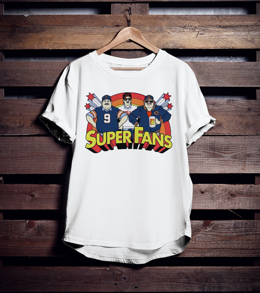 Chicago Bears Super Fans Three Illustrated Characters In Jerseys T-Shirt