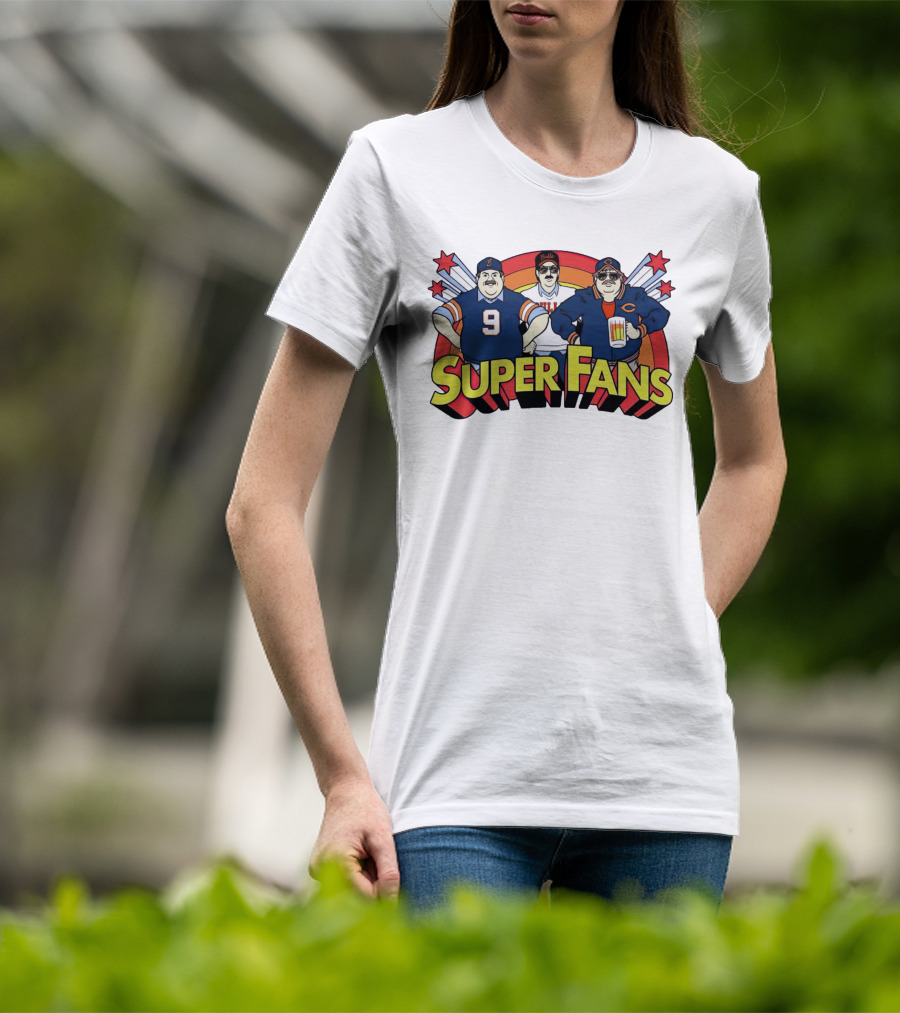 Chicago Bears Super Fans Three Illustrated Characters In Jerseys T-Shirt