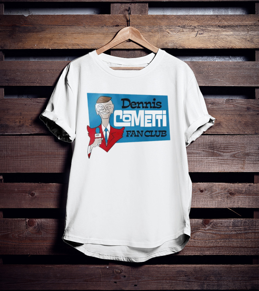 Dennis Cometti Fan Club Cartoon Broadcaster With Microphone T-Shirt