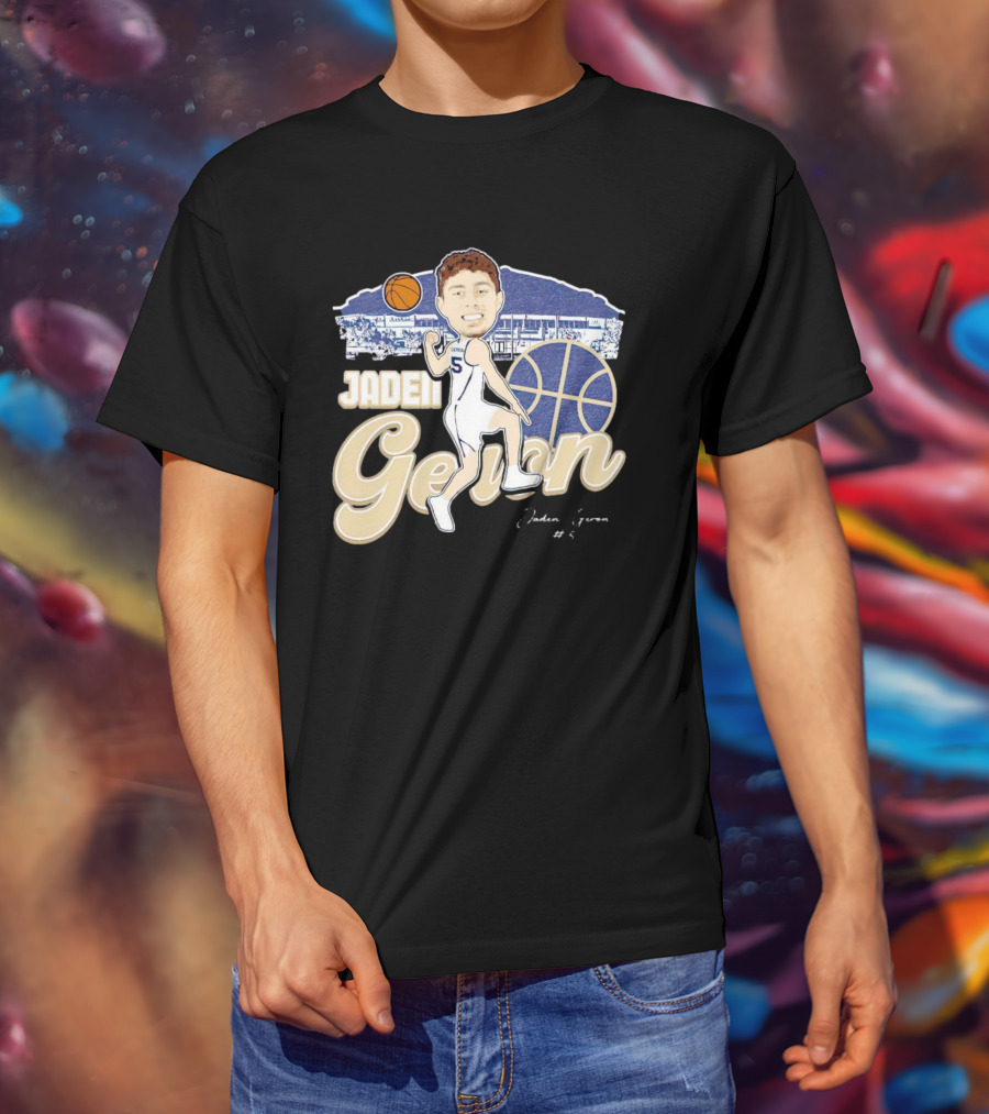 Jaden Geron Montana State Bobcats Basketball Caricature Stadium Scene With Signature T-Shirt
