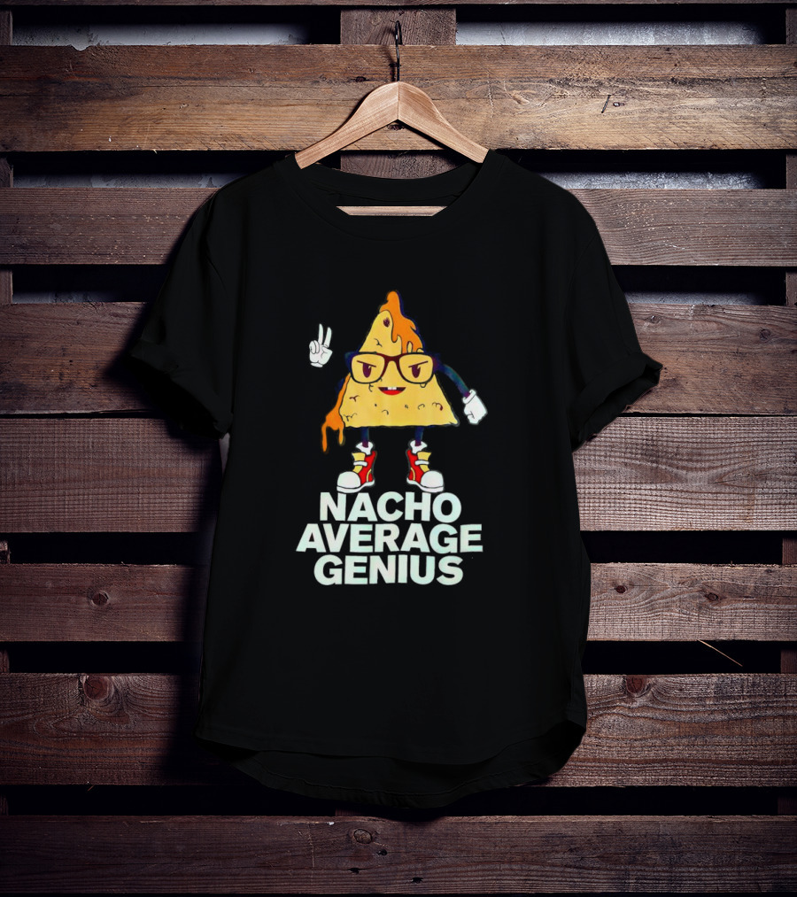 Nacho Average Genius Cartoon Character With Glasses And Sneakers T-Shirt