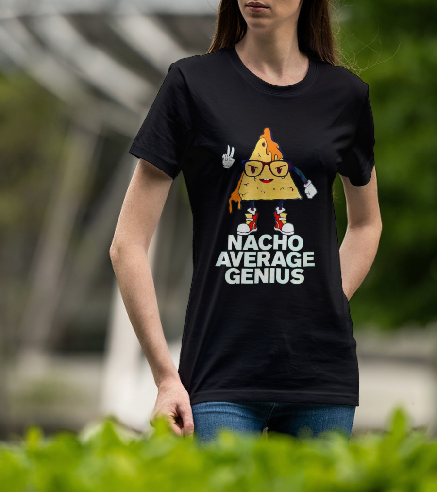 Nacho Average Genius Cartoon Character With Glasses And Sneakers T-Shirt