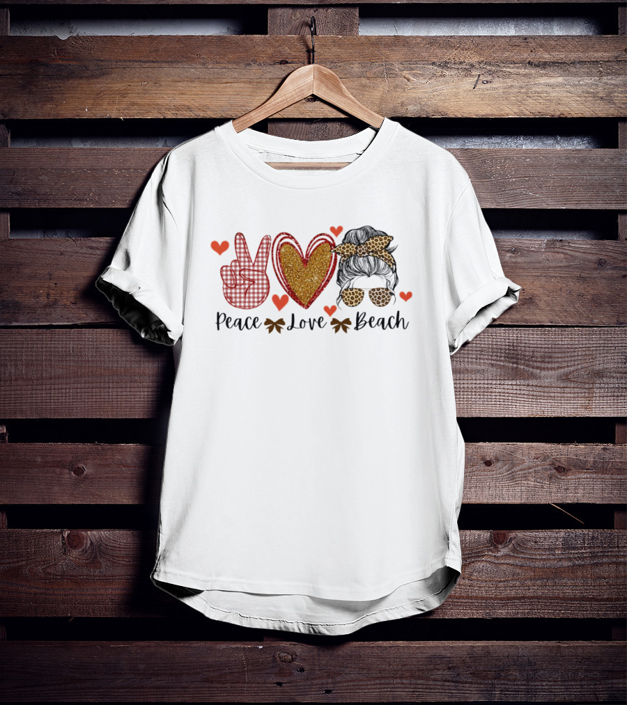Peace Love Beach Heart Shades Bandana Vibes T-Shirt