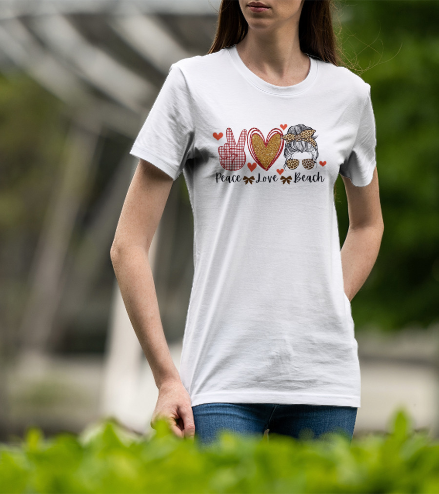 Peace Love Beach Heart Shades Bandana Vibes T-Shirt